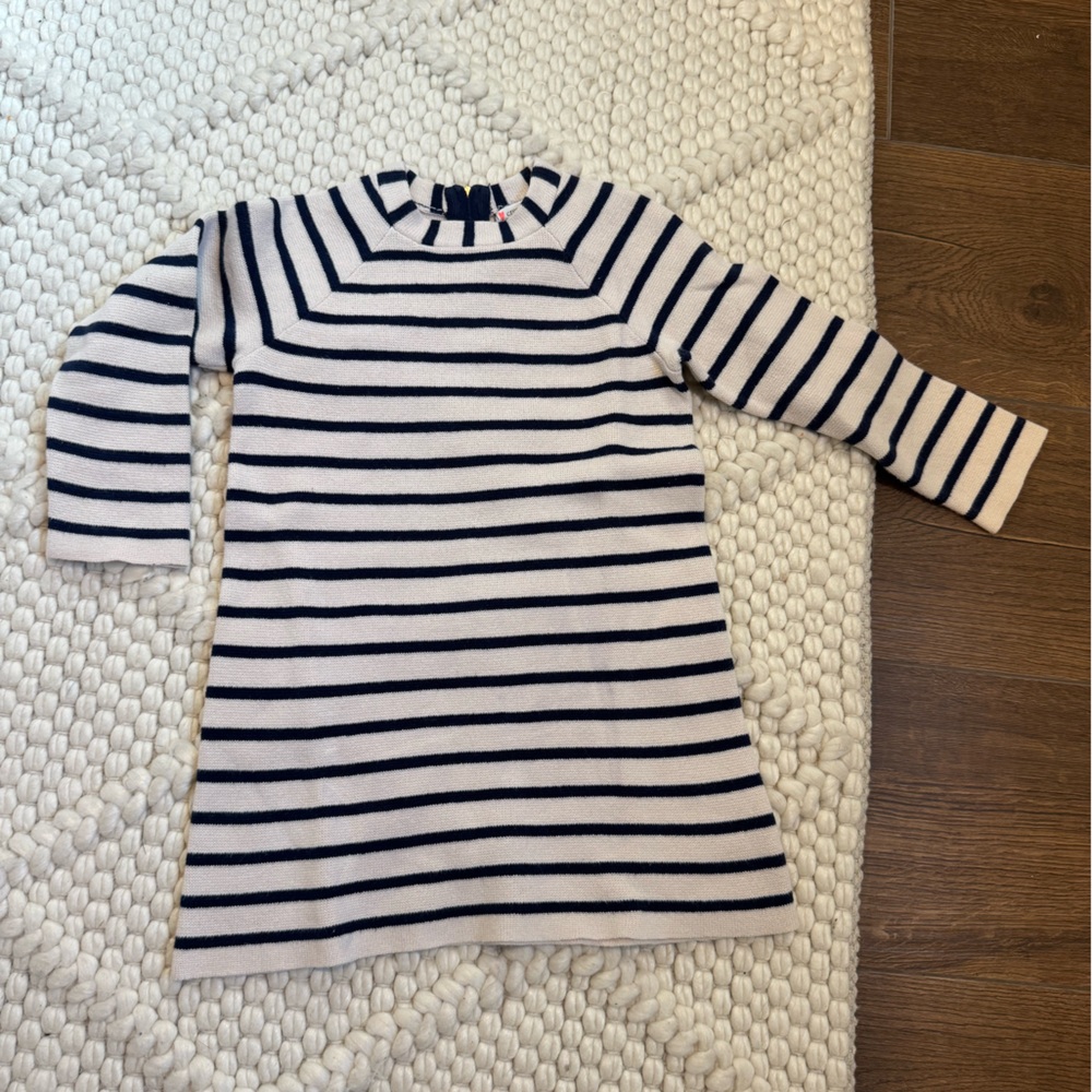 NEW Jcrew Crewcuts Navy and Cream Striped Knit Girl’s Dress